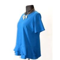 Elegancka Bluzka z falbankami idealna pod żakiet - chabrowa